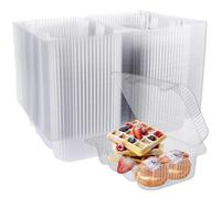 MEIDIV 200PCS Cake Boxes for Cakes Portions,17x10cm Plastic Cake Slice Box with Lid, Clear Plastic Hinged Food Container, Single Individual Food Boxes for Pastry, Salad