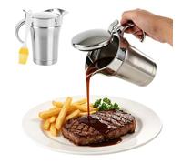 MEIDIV 2PCS 750ml Stainless Steel Gravy Jug, Gravy Boat with Lid, Sauce Boat, Double Wall Insulated Milk Jug with Lid, Steak Sauce Pots, Serving Jugs for Gravy, Sauce, Custard & Cream