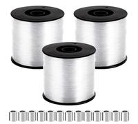 MEIDIV 3 Pack 200m Clear Fish Wire for Hanging Decorations, 0.8 mm 659ft Nylon Fishing Wire, Invisible Fishing Line Clear String with Crimping Sleeves for Hanging Crafts, Pictures