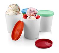 MEIDIV 4 Pack Ice Cream Tubs, 1L Ice Cream Containers with Lids, Freezer Storage Tub with Silicone Lids, Reusable IceCream Pots for IceCream, Sorbet and Gelato, Dessert, Freezer Dishwasher Safe
