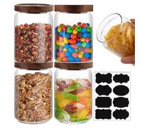 MEIDIV 4PCS 750ml Glass Storage Jars with Lids Airtight, Stackable Glass Tea Coffee Sugar Canisters, Food Storage Container Kitchen for Spice Tea Coffee Sugar Cookies Sweet