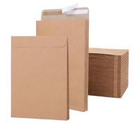 MEIDIV 50PCS A4 / C4 Gusset Envelopes, 340x240x30mm Large Envelopes for Documents A4, 180gsm Brown Cardboard Envelope Peel and Seal for Office, Business
