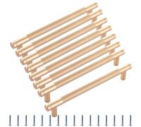 MEIDIV 8PCS 158mm Gold Kitchen Handles, Hole Spacing 128mm Gold Wardrobe Handles, T Bar Handle for Cupboard Wardrobe Cabinet Door