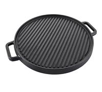MEIDIV Cast Iron Griddle Plate, 12in Double-Sided Grill Pan for BBQ, 30cm Non-Stick Griddle Pan with Handles for Gas, Electric Hob