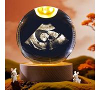 MEIEG Personalised 3D Engraved Crystal Ball with LED Light, Custom Baby Ultrasound Photo Crystal Ball Night Lamp, Birth Souvenir Gifts(8cm/3.15in)