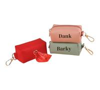 MEIEG Personalized Leather Pet Poop Bag Dispenser, Dog Poop Bag Holder with Zippered, Portable Storage Bag with Pet Name, Great Accessory for Dog Walking