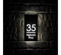 MEIEG Personalized LED Address Acrylic Signs, Backlit Custom House Numbers, Illuminated Plaques with Warm White & Cool White, 15x30 cm Wall Mounted Yard Signs