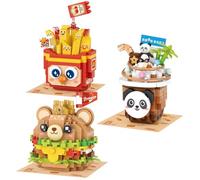 MEIEST 3-Packs Food Building Blocks Model Set,Cute Simulation Dessert Collection Particle Construction Building Bricks Toy,Home Decor (Cute Fast Food)