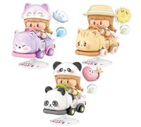 MEIEST 3 Packs Mini Rocking Ride Building Blocks Set,Cute Colorful Animal Spring Rocking Ride with Action Figure Construction Building Bricks Toy