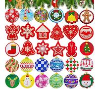 MEIEST 30 PCS Christmas Gem Diamond Art Painting Gift Tags Kit,5D DIY Diamond Mosaic Painting by Numbers Hanging Decoration Labels Kit,Creative Arts and Crafts Set and Handmade Gift