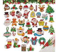 MEIEST 36 PCS Christmas Gem Diamond Art Painting Stickers Kits,5D DIY Diamond Mosaic Stickers by Numbers Crafts Set for Children, Boys and Girls,Creative Handmade Art Craft Gift