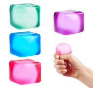 MEIEST 4 PCS Colorful Stress Cube - Sensory Fidget Squeeze Toy with Super Solid Squish-Slow Rising Ice Cube Stress Balls-Stress Relief Hand Toy-2.16" Cube