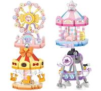MEIEST 4 PCS Mini Amusement Park Building Blocks Set,Simulation Architecture Collection Particle Construction Building Bricks Toy
