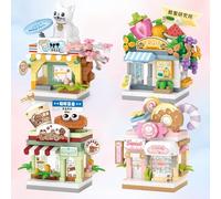 MEIEST 4 PCS Mini City shop Street View Building Blocks Set,Simulation Architecture Collection Particle Construction Building Bricks Toy Age 3+,Home Decor