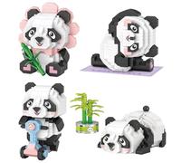 MEIEST 4 PCS Mini Panda Building Blocks Model Set,Cute Panda Collection Particle Construction Building Bricks Toy,Home Decoration