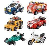 MEIEST 6 PCS Mini Vehicles Building Blocks Set,Vehicle themed Collection Construction Building Bricks Toy,Cute Home Decors (Series 2)