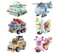 MEIEST 6 PCS Mini Vehicles Building Blocks Set,Vehicle themed Collection Construction Building Bricks Toy,Cute Home Decors (Series 1)