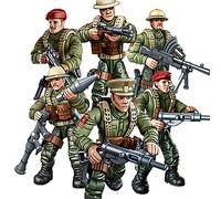 MEIEST 6 PCS Mini WWII Soldier Military Action Figures, Army Model Building Block Toys with Multiple Military Weapons Accessories,Party Favors Set for Kids (British Army)