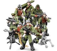 MEIEST 8 PCS Mini Soldier Military Action Figures, Army Model Building Block Toys with Multiple Military Weapons Accessories,Party Favors Set for Kids