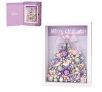 MEIEST Christmas Tree Picture Frame Building Blocks Set,Creative Xmas Building Set with Exquisite Frame,Fantasy Building Bricks Toys,Home Decor (Purple)
