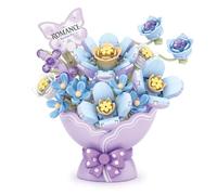 MEIEST Flower Bouquet Building Blocks Set,Mini Bricks Bonsai Collection Construction Building Toy,Creative DIY Artificial Flowers for Valentine's Day,Home Decor (Purple)