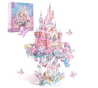 MEIEST Flower Castle Building Blocks Set,Dream Castle On a Cloud Particle Construction Building Bricks Toy,Flowers Butterfly Star Castle Home Decoration