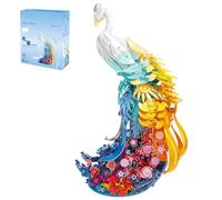 MEIEST Flower Peacock Building Blocks Set,Peacock with Colorful tail feathers Particle Construction Building Bricks Toy,Creative Home Decoration