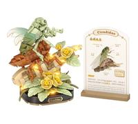 MEIEST Insect Flower Building Blocks Set,Colorful Construction Building Bricks Toy with a Science Popularization Card,Creative Home Decoration (Cicada)
