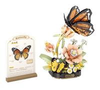 MEIEST Insect Flower Building Blocks Set,Colorful Construction Building Bricks Toy with a Science Popularization Card,Creative Home Decoration (Tiger Butterfly)