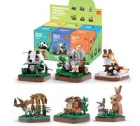 MEIEST Mini Animals Building Block Set,Land animal themed Collection Construction Building Bricks Toy,Home Decor (6 style)