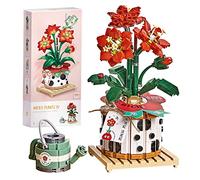 MEIEST Mini Bonsai Plant Building Blocks Set,Simulation Flower Succulent Botanical Collection Construction Building Bricks Toy,Home Decor (Amaryllis)