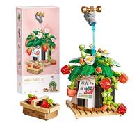 MEIEST Mini Bonsai Plant Building Blocks Set,Simulation Flower Succulent Botanical Collection Construction Building Bricks Toy,Home Decor (Strawberry)