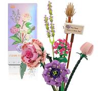 MEIEST Mini Building Blocks Flower Bouquet Plant Model Set,Creative Artificial Flowers Botanical Collection Construction Building Bricks Toy for Kids,Eternal Flowers Home Decor (Romantic)