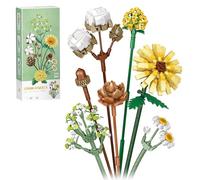 MEIEST Mini Building Blocks Flower Bouquet Set,Creative DIY Unique Decoration Home,Artificial Flowers Botanical Collection Construction Building Bricks Toy for Kids Adult (Gerbera)