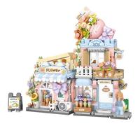 MEIEST Mini City shop Street View Building Blocks Model Set,Foldable Simulation Animals Architecture Collection Building Bricks Toy,Home Decor (Flower Shop)
