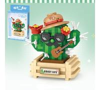 MEIEST Mini Flower Succulent Bonsai Building Blocks,Simulation Pot Plant Particle Flower Botanical Collection Construction Building Bricks Toy,Home Decors (Cactus-1)