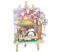 MEIEST Panda 3D Painting Model Mini Building Blocks Set,Creative 4 Seasons' Views Collection Building Bricks Toy,Home Decor (Spring-cherry blossom)