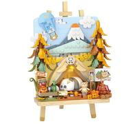 MEIEST Panda 3D Painting Model Mini Building Blocks Set,Creative 4 Seasons' Views Collection Building Bricks Toy,Home Decor (Autumn-camping)