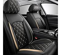 MEIFA Leather Seat Cover Sets for Land Rover Defender 90 110 130, 5 Seats Universal Seat Protectors All Seasons Car Interior Accessories,D/Gold