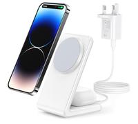 Meifigno 2-in-1 for Magsafe Charger Stand with [PD3.0 20W USB-C Charger Block & Cable] - Fast Charging Wireless Charger for iPhone 17/16/15/14/13 Pro Max, AirPods 3/Pro 2/Pro, White
