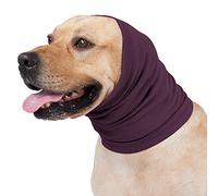 Meifsou Ear Muffs for Dogs - Stretchy Dog Calming Hoodie, No Shake Dog Noise Cancelling Earmuffs Quiet Ears for Anxiety, Head Cover for Thunder, Lightning, Fireworks, Vet Visits, Grooming, Purple S