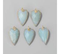 MEIFULLE 2PCS Faceted Heart Stone Pendant Natural Amazonite Amethysts Sunstone Charm For Fashion Jewelry Making DIY Necklace Bracelets