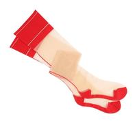 MEIFULLE Contrast Color Rib Cut Edge Thigh High Stockings Retro Cuban Heel Back Seam Medias 10D Ultra Thin Transparent Underwear