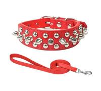 MEIFULLE PU Dog Collar with Spike Rivet Adjustable Anti-Bite Pet Collars for Small Medium Large Dogs Bull Terrier Doberman Pinscher