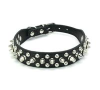 MEIFULLE PU Dog Collar with Spike Rivet Adjustable Anti-Bite Pet Collars for Small Medium Large Dogs Bull Terrier Doberman Pinscher