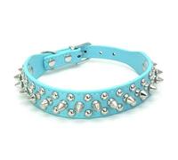 MEIFULLE PU Dog Collar with Spike Rivet Adjustable Anti-Bite Pet Collars for Small Medium Large Dogs Bull Terrier Doberman Pinscher