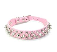 MEIFULLE PU Dog Collar with Spike Rivet Adjustable Anti-Bite Pet Collars for Small Medium Large Dogs Bull Terrier Doberman Pinscher