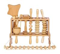 Meifuly 13 in 1 Wood Therapy Massage Tools with Luxury Storage Shelf, Complete Maderotherapia Wooden Massager Kit for Body Shaping, Lymphatic Drainage, Muscle Pain Relief, Anti-Cellulite