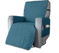 Meigeh Recliner Chair Covers reclining chair slipcover with Adjustable Elastic Strap Recliner Chair Protector for pets kids blue-green Small