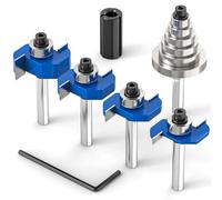 MEIGGTOOL 4Pcs Rabbet Router Bit 1/4" Shank with 6 Bearings Set - 1/16", 3/16", 1/4", 5/16", 3/8", 7/16". Interchangeable Bearings with 1/2" to 1/4" Router Collett